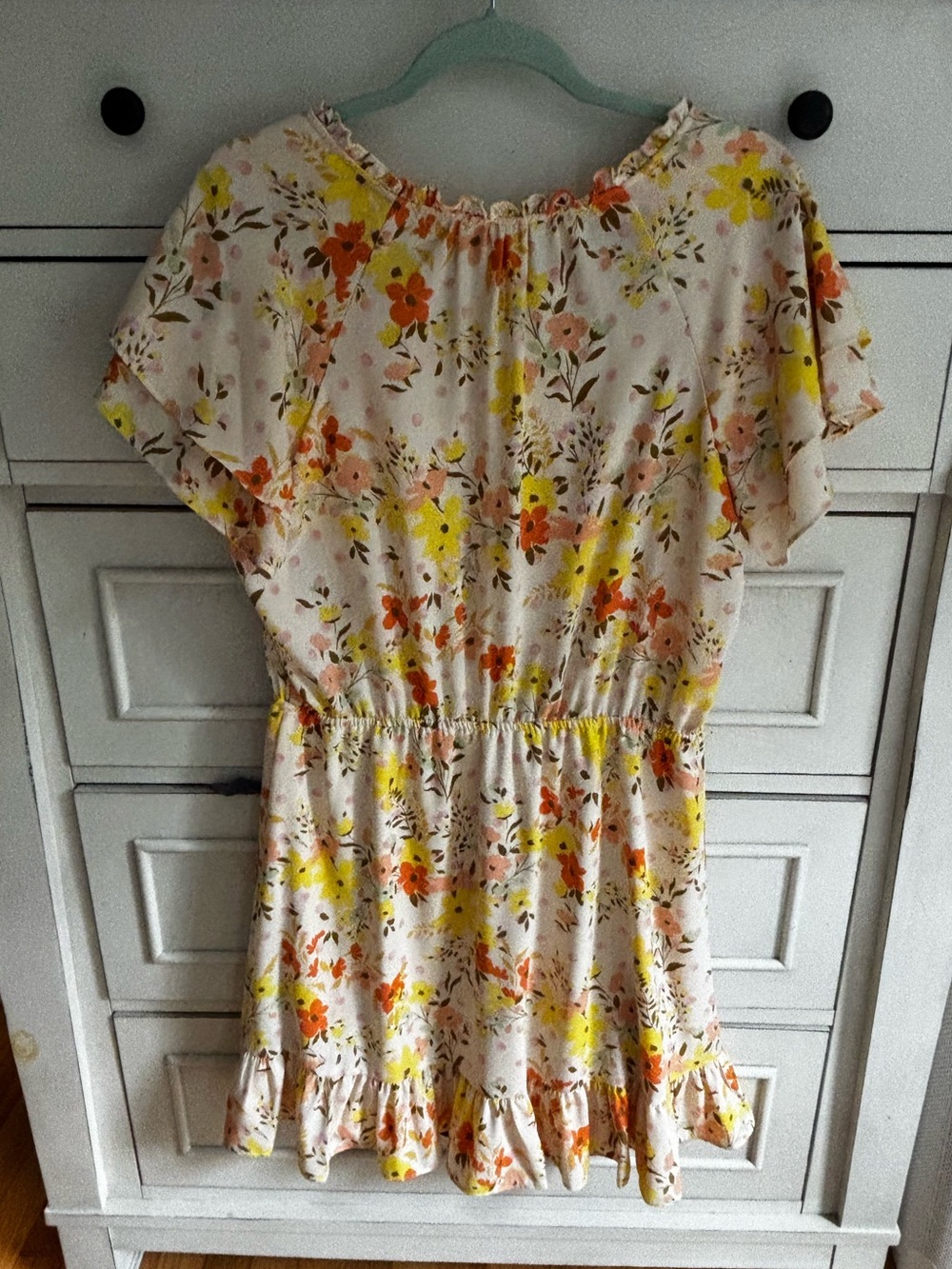 LC Lauren Conrad Cream Floral Dress with Yellow and Orange Blooms - Picture 2 of 5